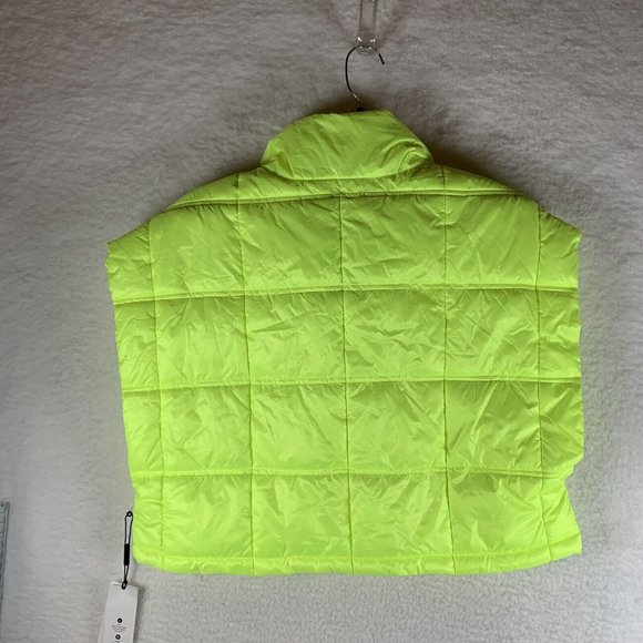 Calvin Klein Puffer Vest Women's Large Highlighter Yellow Crop Performance 7579 - Picture 9 of 10